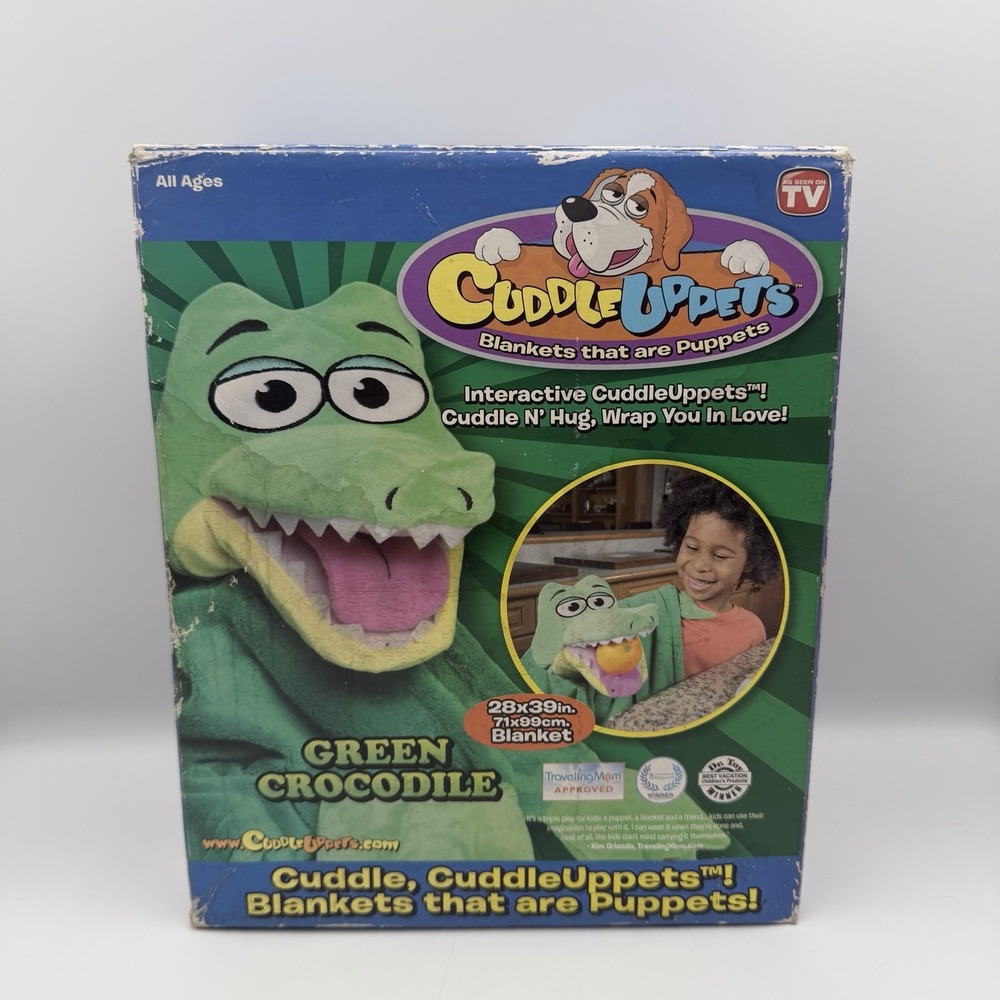 Cuddleuppets Puppet Blanket Alligator Crocodile 28x39 Green Jay @ Play